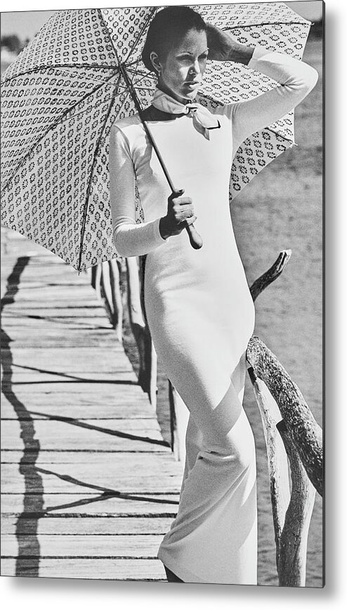 Actress Metal Print featuring the photograph Lois Chiles Holding An Umbrella In La Romana by Chris von Wangenheim
