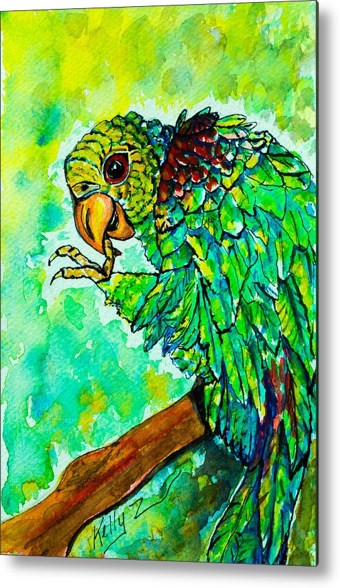 Parrot Metal Print featuring the painting Loro Verde by Kelly Smith