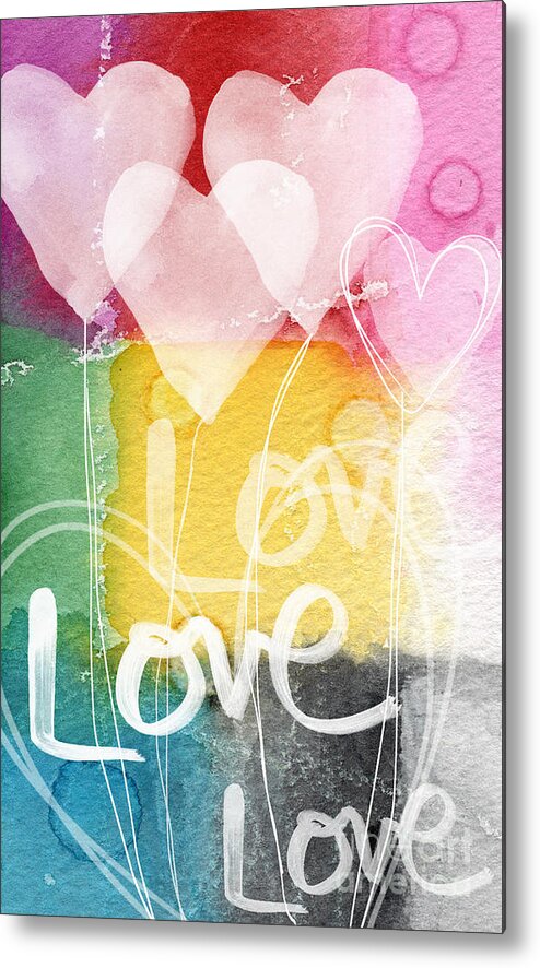 #faaAdWordsBest Metal Print featuring the painting Love Hearts by Linda Woods