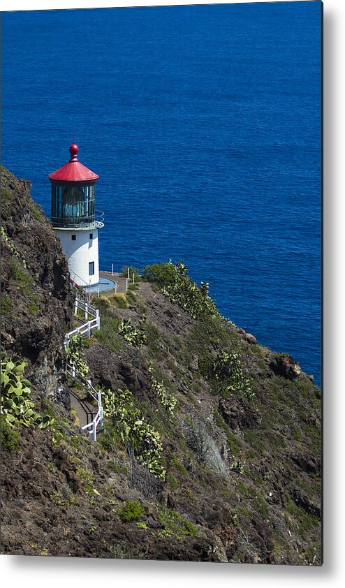 Sea Metal Print featuring the photograph Makapuu Lighthouse2 by Leigh Anne Meeks