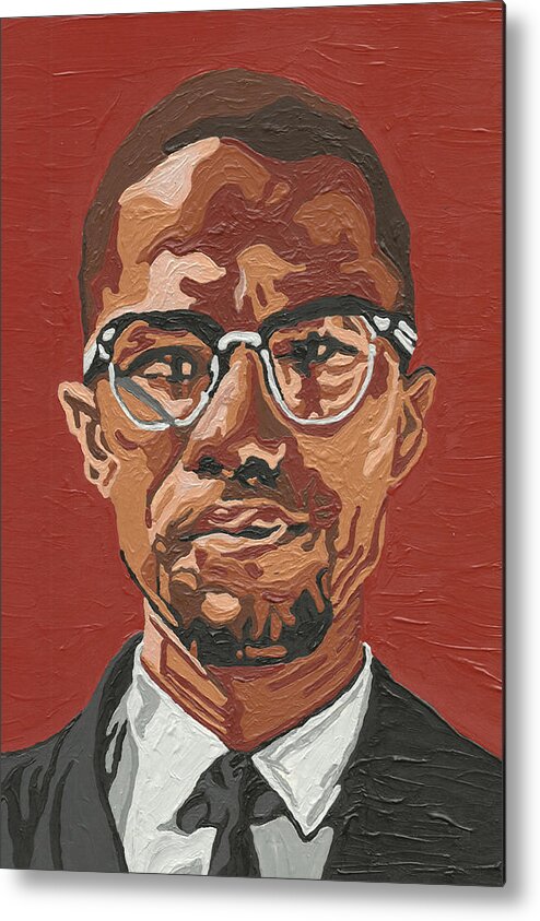 Malcolm X Metal Print featuring the painting Malcolm X by Rachel Natalie Rawlins