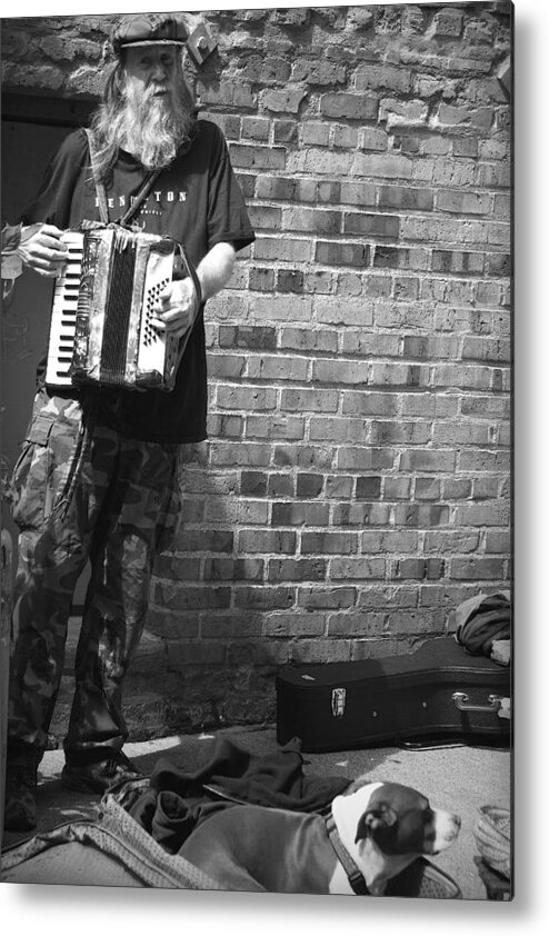 Street Musician Metal Print featuring the photograph Man's Best Friend by CarolLMiller Photography