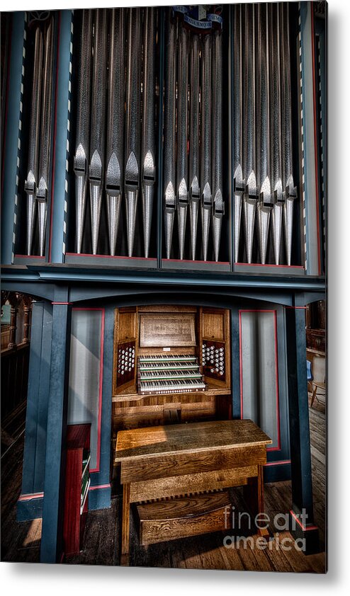 Organ Metal Print featuring the photograph Manual Pipe Organ by Adrian Evans