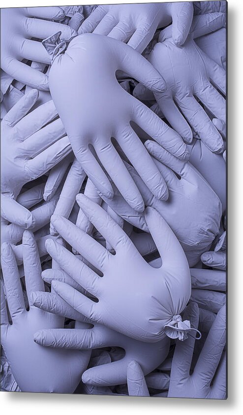 Gray Metal Print featuring the photograph Many Gray Hands by Garry Gay