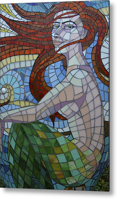 Mermaid Metal Print featuring the photograph Mermaid Multi-Colored Glass Mosaic by Renee Anderson