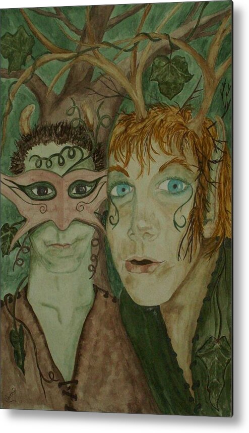Faeries Metal Print featuring the painting Mischief by Carrie Skinner