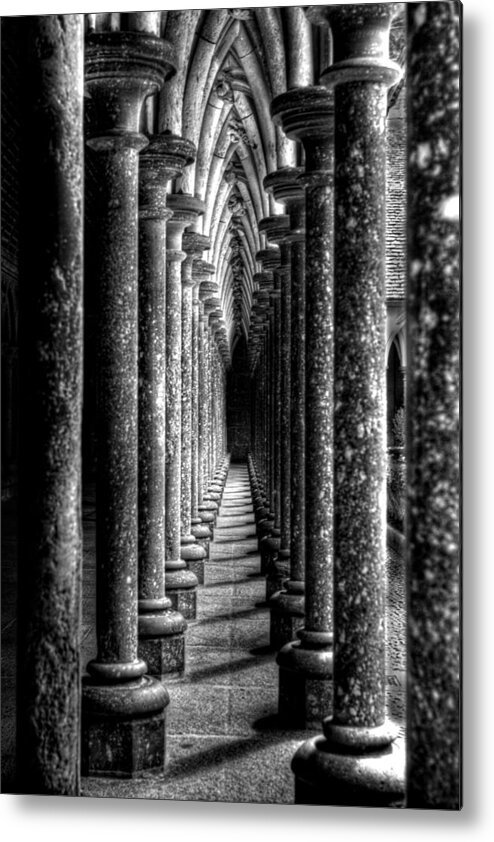 Mont St Michel Metal Print featuring the photograph Mont St Michel Pillars by Nigel R Bell