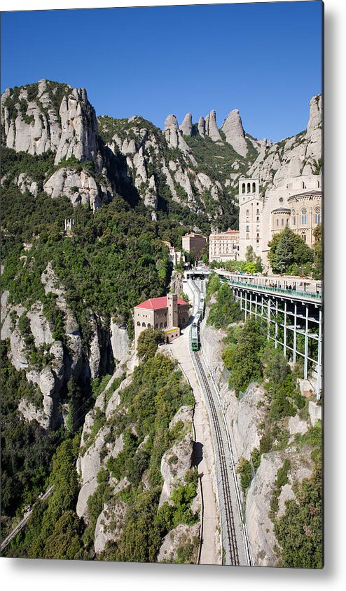 Montserrat Metal Print featuring the photograph Montserrat Mountains Rack Railway in Catalonia by Artur Bogacki