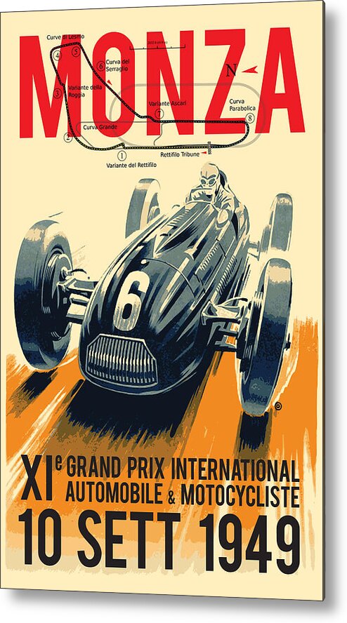 Digital Metal Print featuring the digital art Monza Grand Prix by Gary Grayson