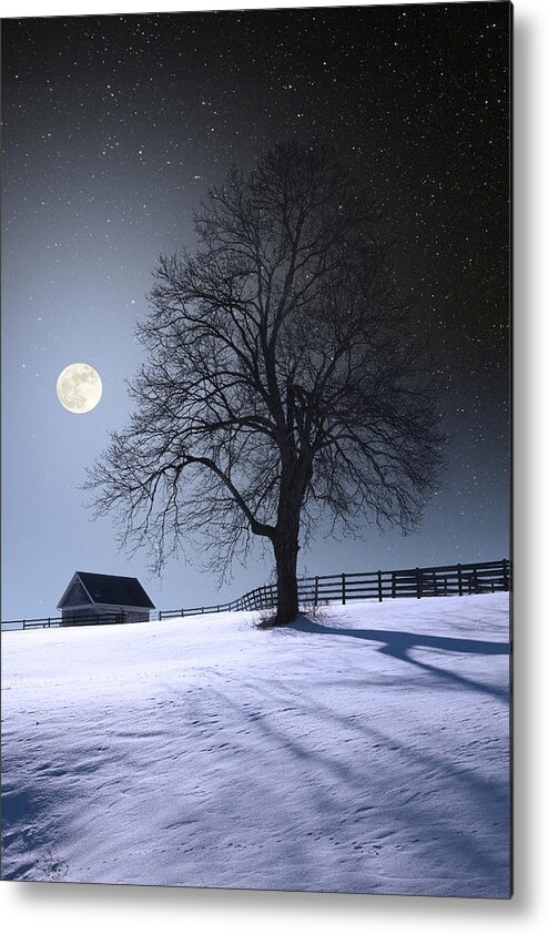 Astronomy Metal Print featuring the photograph Moon and Snow by Larry Landolfi