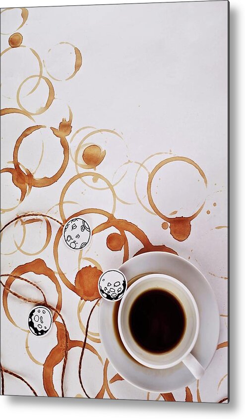 Coffee Metal Print featuring the photograph Moon Map by Dina Belenko