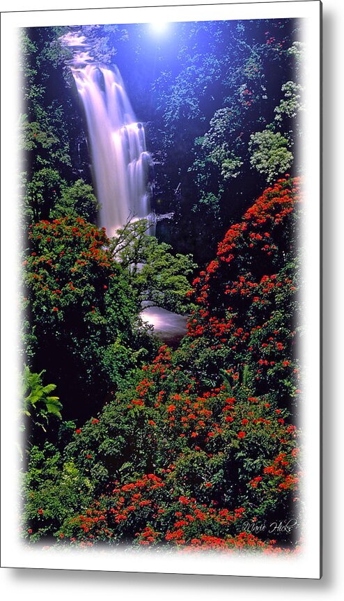 Hawaii Metal Print featuring the photograph Moonlight Falls by Marie Hicks