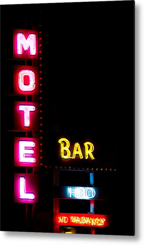 Neon Metal Print featuring the photograph Motel Bar HBO No Vacancy by James BO Insogna