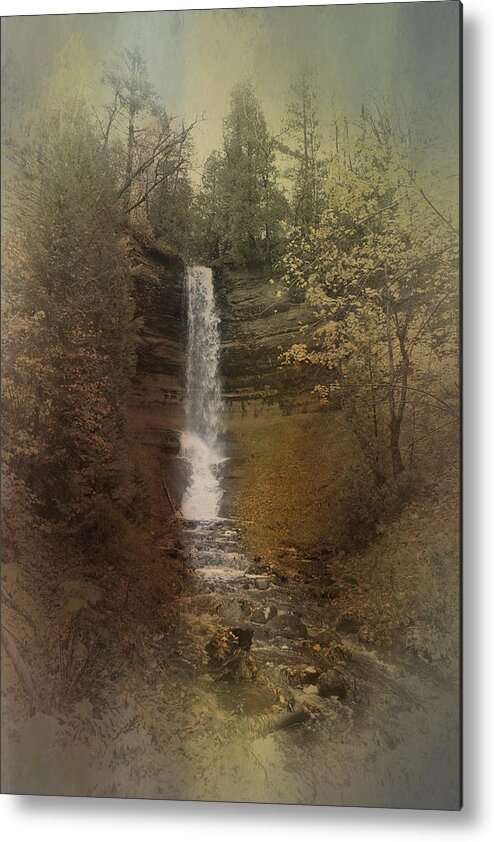 Evie Carrier Metal Print featuring the photograph Muinsing Waterfalls Michigan by Evie Carrier