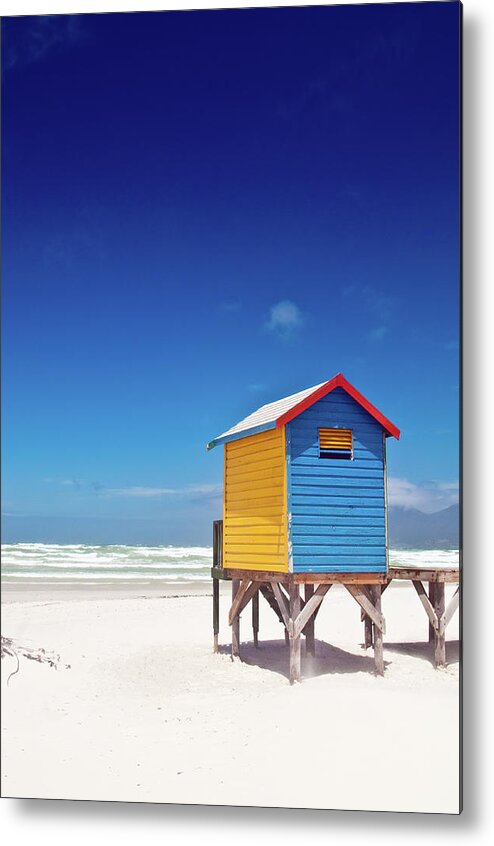 Beach Hut Metal Print featuring the photograph Muizenberg Beach Cape Town by Ferrantraite