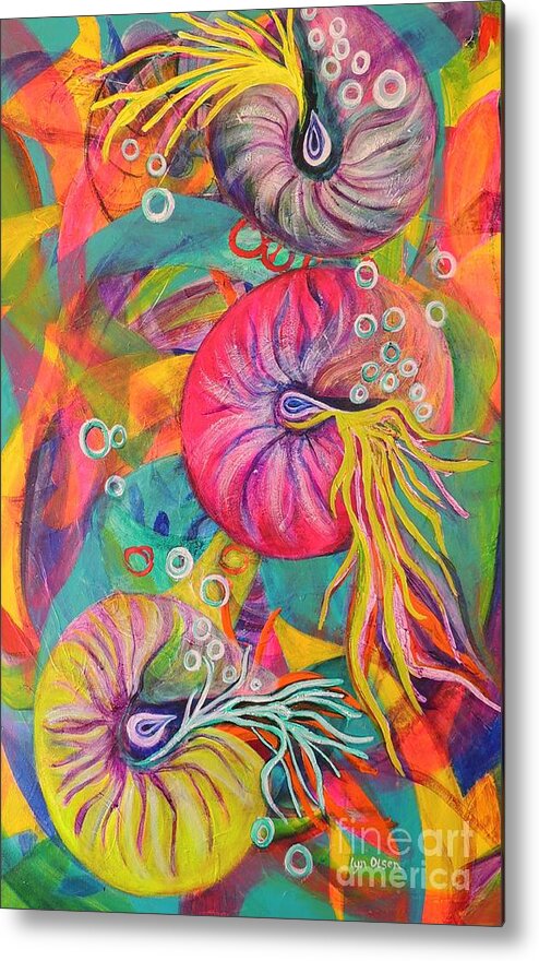 Shells Metal Print featuring the painting Nautilus by Lyn Olsen