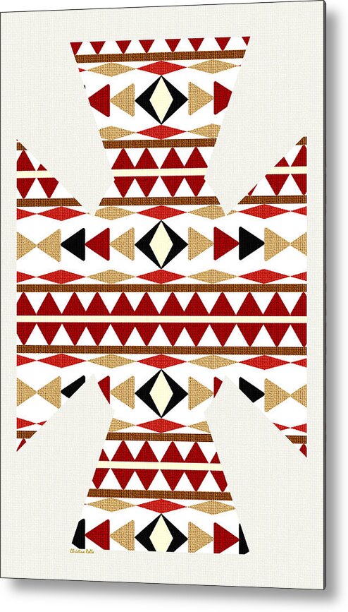 Navajo White Metal Print featuring the mixed media Navajo White Pattern Art by Christina Rollo