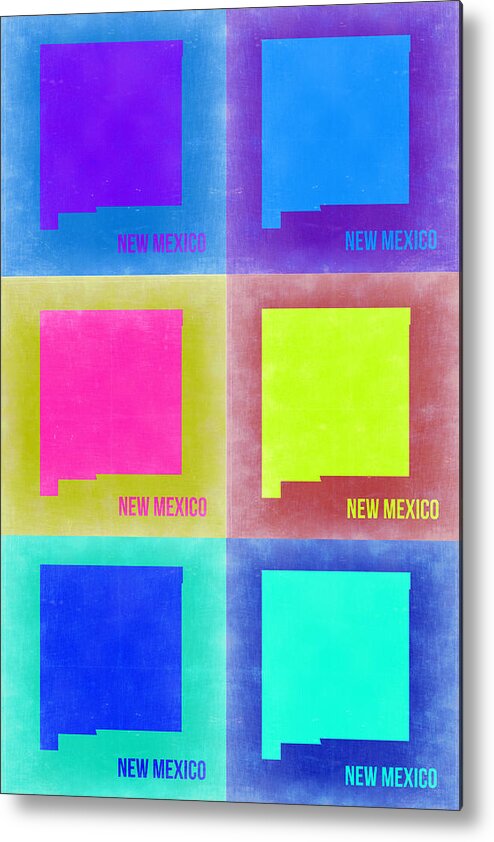 New Mexico Map Metal Print featuring the painting New Mexico Pop Art Map 2 by Naxart Studio