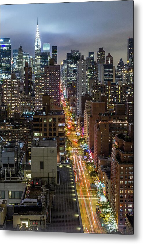 Downtown District Metal Print featuring the photograph New York At Night by Victor Cardoner