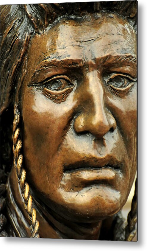 Art Metal Print featuring the photograph Nez Perce Indian Bronze, Joseph, Oregon by Theodore Clutter