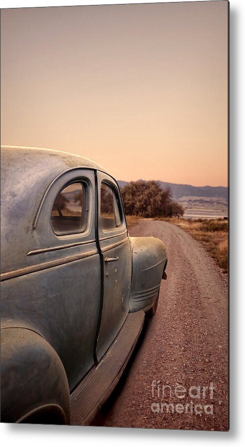 Car Metal Print featuring the photograph Old Car on a Dirt Road by Jill Battaglia