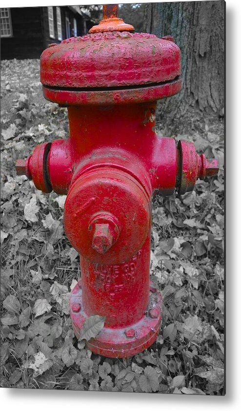 Red Fireplug Metal Print featuring the photograph Old Fireplug Deerfield Conn. by Joan Reese