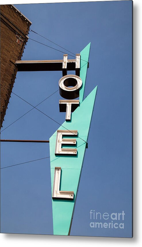 Hotel Metal Print featuring the photograph Old Neon Hotel Sign by Edward Fielding
