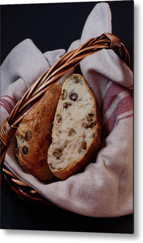 Black Background Metal Print featuring the photograph Olive Bread by Lucytxcicipeng