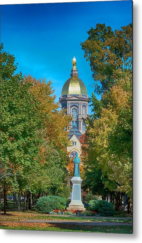 University Of Notre Dame Metal Print featuring the photograph On the Campus of the University of Notre Dame by Mountain Dreams
