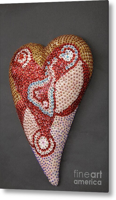 Opening Heart Metal Print featuring the relief Opening heart by Heidi Sieber