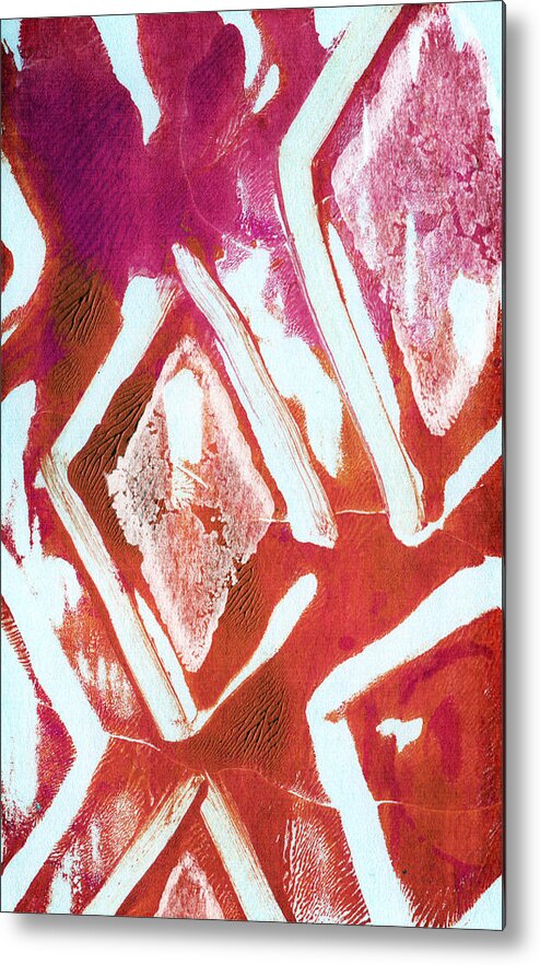 Contemporary Abstract Painting Metal Print featuring the painting Orchid Diamonds- Abstract Painting by Linda Woods