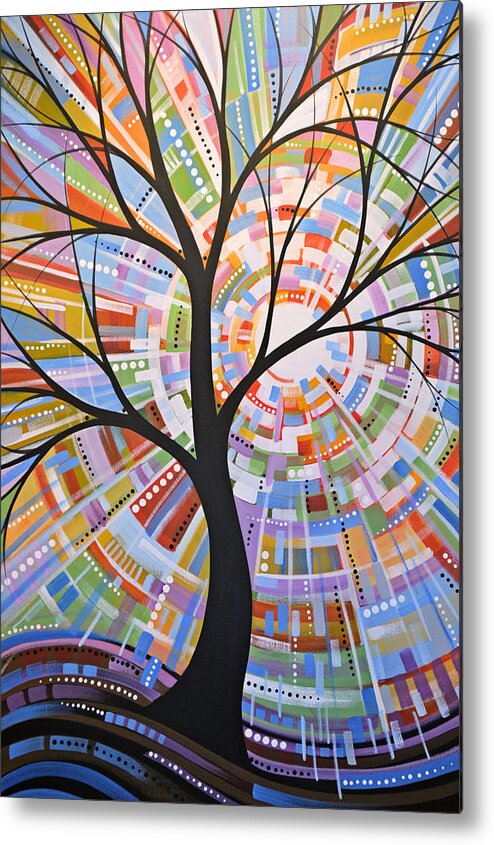 Nature Metal Print featuring the painting Original Abstract Tree Landscape Painting ... Here Comes the Sun by Amy Giacomelli