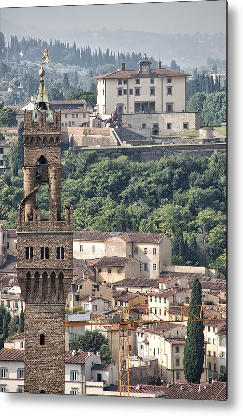 Architecture Metal Print featuring the photograph Palazzo Vecchio Tower and Forte Belvedere by Melany Sarafis