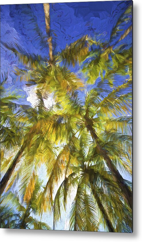 Abstract Metal Print featuring the painting Palm Trees of Aruba by David Letts