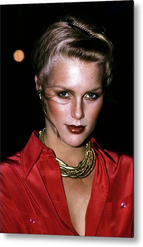 #condenastvoguephotograph Metal Print featuring the photograph Patti Hansen Wearing Geminesse Make-up by Arthur Elgort