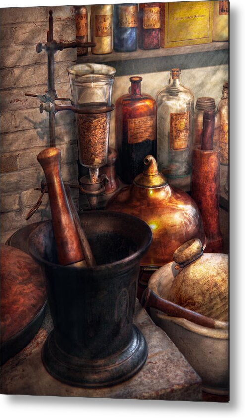 Doctor Metal Print featuring the photograph Pharmacy - Pestle - Pharmacology by Mike Savad