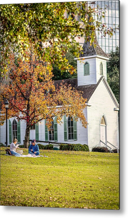 Picnic In Sam Houston Park Metal Print featuring the photograph Picnic in Sam Houston Park by David Morefield