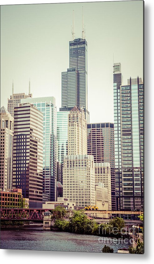 America Metal Print featuring the photograph Picture of Vintage Chicago with Sears Willis Tower by Paul Velgos