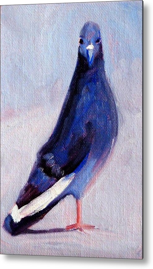 Pigeon Metal Print featuring the painting Pigeon Bird Portrait Painting by Nancy Merkle