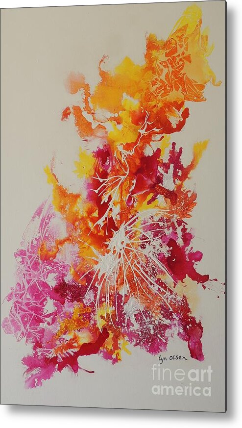Coral Metal Print featuring the painting Pink and Yellow Coral by Lyn Olsen