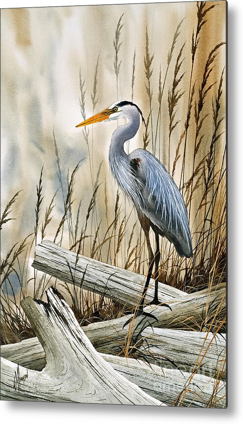 Heron Metal Print featuring the painting Place of the Blue Heron by James Williamson