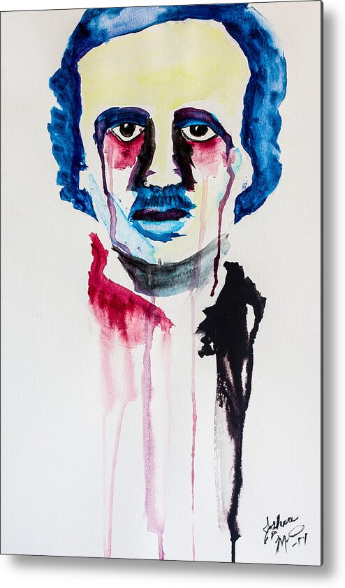 Edgar Allan Poe Metal Print featuring the painting Poe by Joshua Minso