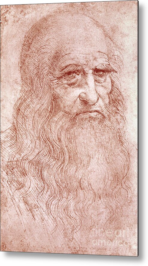 Old Metal Print featuring the painting Portrait of a Bearded Man by Leonardo da Vinci