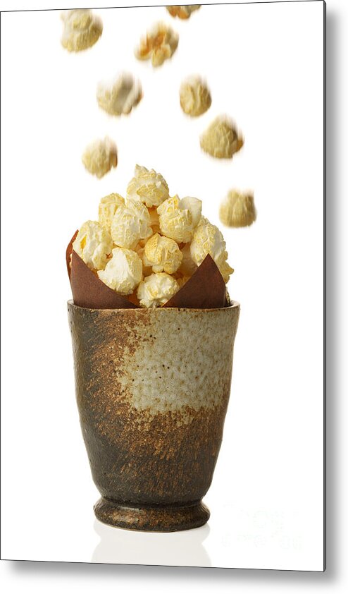 Popcorn Metal Print featuring the photograph Pot Of Popcorn by Amanda Elwell