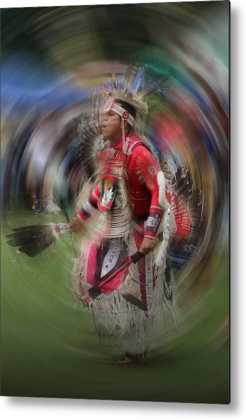 Indian Metal Print featuring the photograph Pow Wow Indian Dancer No. 0169 by Randall Nyhof