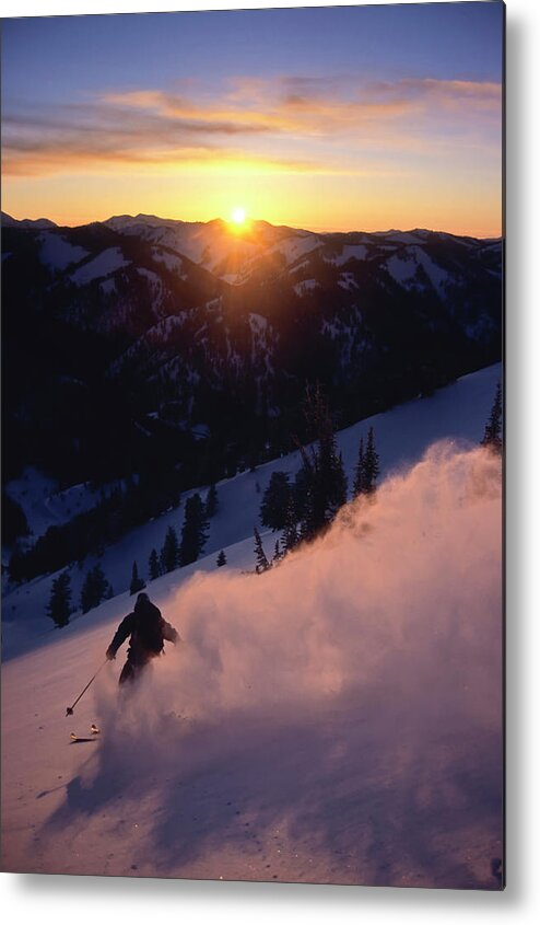 Bridger Teton National Forest Metal Print featuring the photograph Powder Snow Billows Into The Air by Jeff Diener