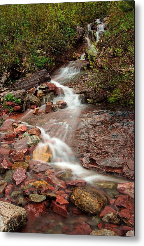 Glacier National Park Metal Print featuring the photograph Ptarmigan Trail Waterfall No.3 by Daniel Woodrum