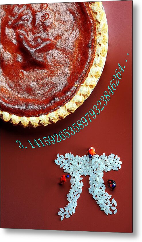 Pi Metal Print featuring the photograph Pumpkin Pie and Pi food physics by Paul Ge