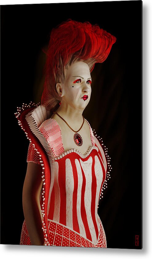 Red Metal Print featuring the digital art Queen of Hearts by Matthew Lindley