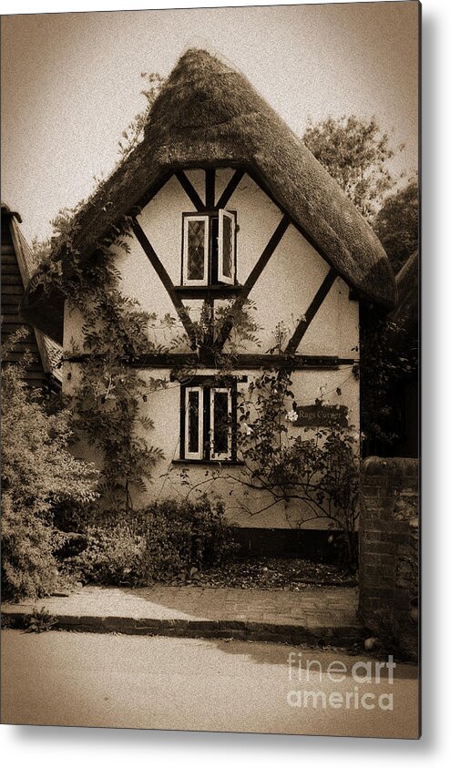 Rags Cottage Metal Print featuring the photograph Rags Corner Cottage Nether Wallop Olde Sepia by Terri Waters
